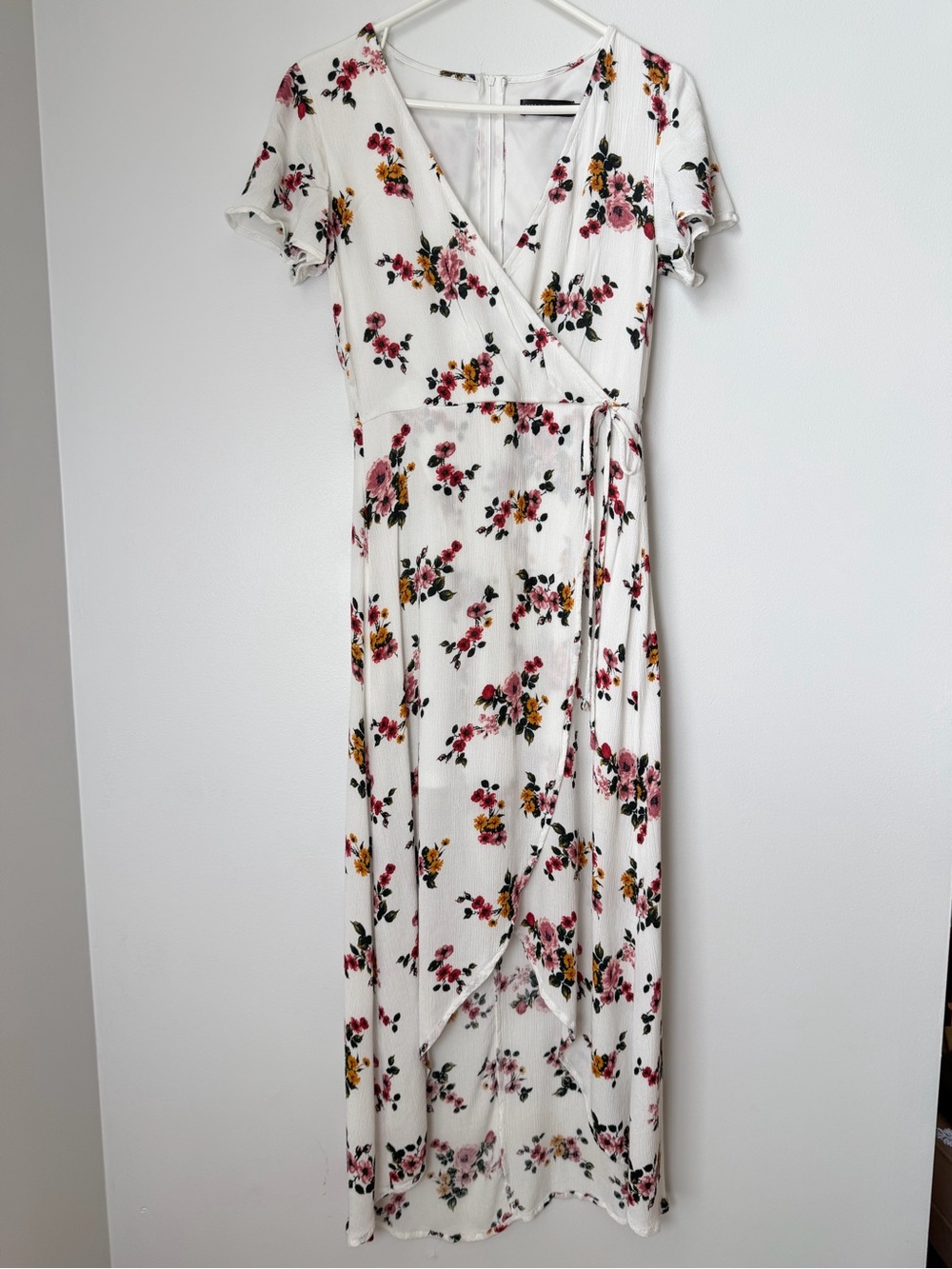 Midnight Doll Floral Flutter Shoulder Wrap Style Maxi Dress Sz Large Juniors 11